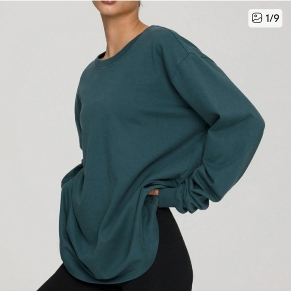 Good American Tops - Good American Long Sleeve Tee Orion Blue Size 3/4 Crew Neck Cotton